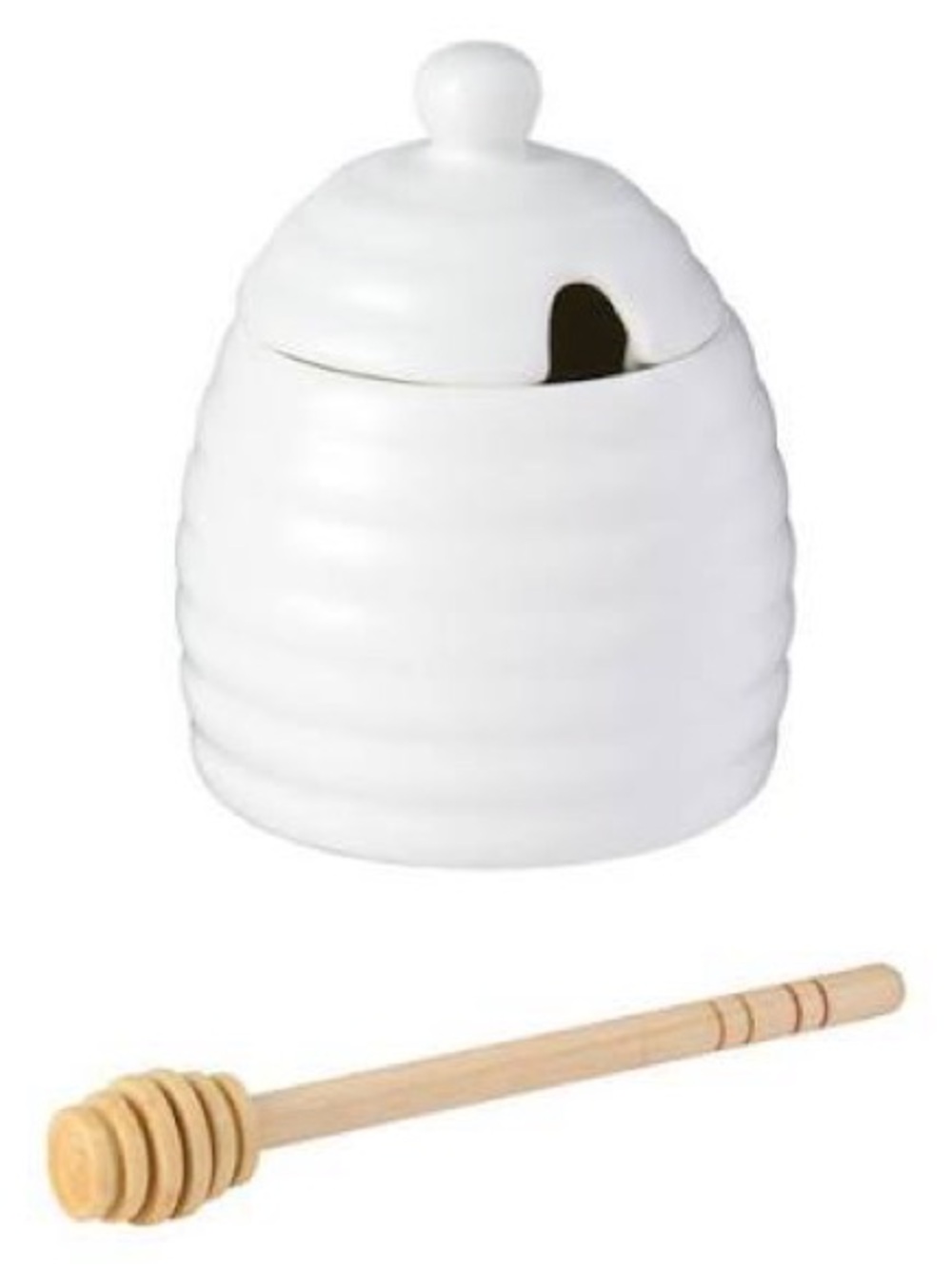 Kitchen essential
NIB Traditional Ceramic Honey Pot Jar & Beech Wood Drizzler